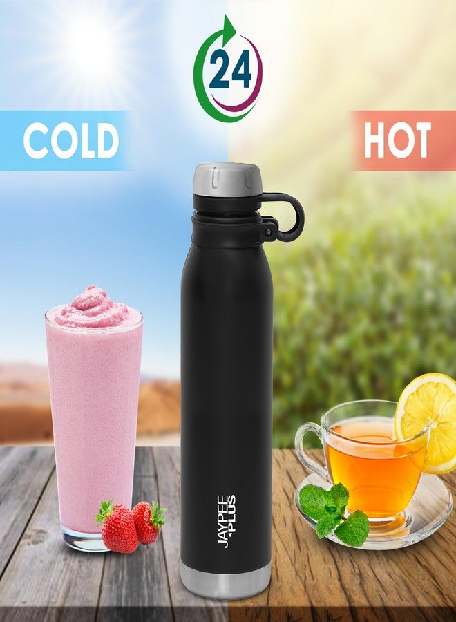 جايبي بلس زجاجة مياه جاي بي بلس تشارلي من الفولاذ المقاوم للصدأ، زجاجة مياه ساخنة وباردة تدوم لساعات طويلة | مانعة للتسرب | زجاجة للمكتب | زجاجة للنادي الرياضي | زجاجة للمشي لمسافات طويلة | زجاجة للرحلات | زجاجة للسفر 750 مل، أسود - Image 2